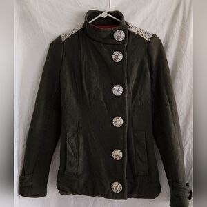 Nice Wool olive green jacket with lace inserts